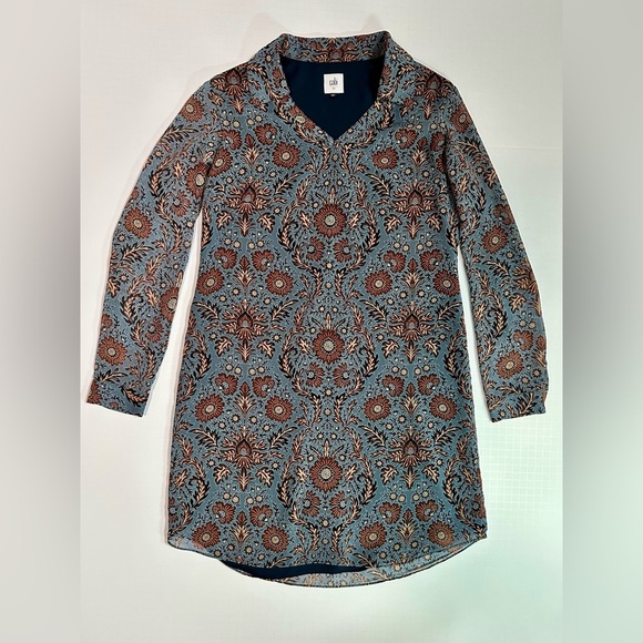 Cabi Provincial Floral Shift Dress Women’s Size XS Blue Brown - Picture 1 of 5